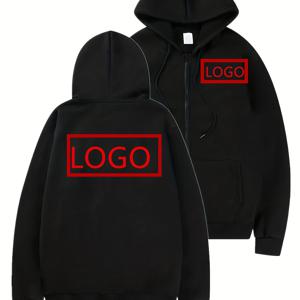 TEMU 남성용 캐주얼 후드 집업 스웨트셔츠, 프린트, 폴리에스터 혼방, 세탁기 사용 가능 - 가을과 겨울 야외 활동에 완벽, 맞춤 제작 가능