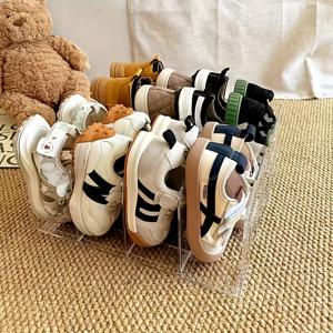 TEMU 1개 투명 플라스틱 신발 정리대 - 공간 절약형 다층 바닥형 신발장, 투명 보관 선반, 내구성이 뛰어나고 보기가 쉬운 입구용 레이어형 정리함, 선반 칸막이