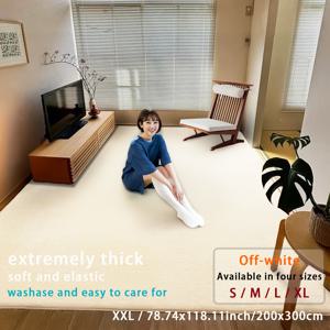 TEMU 1개 | 일본 스타일 플레인 코랄 플리스 카펫 | 카멜, 크림, 라이트 그레이 긴 직사각형 실내 카펫 | 고품질 폴리에스터 소재, 두꺼운 원단, 고밀도 플러시, 부드럽고 탄력적, 탈지 없는 세탁기 사용 가능