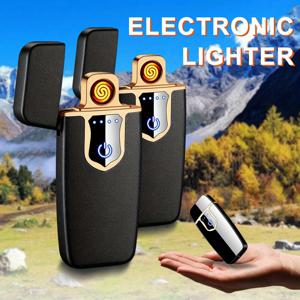 TEMU 2개 세트 USB 충전식 양면 텅스텐 플라즈마 라이터 + LED 전원 디스플레이 + 선물 박스, 방풍 무화염 야외 캠핑 하이킹용, 친구를 위한 이상적인 선물