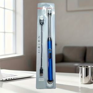 TEMU 신형 USB 충전식 아연 합금 전자 라이터 - 펄스 점화, 무화염 플라즈마 라이터 | 360° 구부러지는 목, 방풍 디자인, 주방, 캔들, 바베큐에 적합, 안전 작동 ≤36V