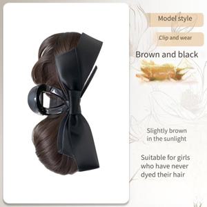 TEMU 우아한 리본 매듭 헤어 클립 | 여성용 게으른 번 헤어스타일 (프로틴 필라멘트 포함), 뒷머리 볼륨 번