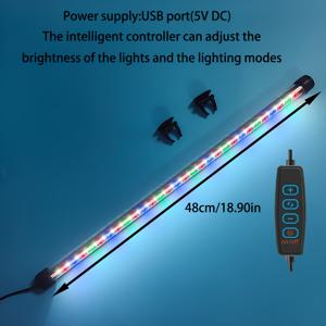 TEMU 1개 LED 어항 램프 | 7.09in - 22.83in 분위기 어항 튜브, USB 듀얼 배수, 밝기 조절 가능, 다양한 조명 모드 - 담수/해수 어항 장식 및 조명, 수생 식물 조경에 적합, 배터리 없음