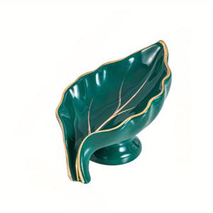 TEMU 창의적인 잎 모양 세라믹 배수 비누 거치대