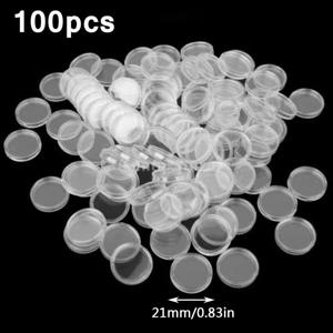 TEMU 21mm 동전 상자 100개, 실버 달러 홀더, 동전 보호 케이스, 플라스틱 동전 보관 상자, 기념 동전용 투명 플라스틱 소형 원형 상자