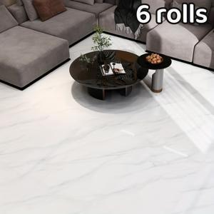 TEMU 6롤 탈착식 비닐 벽지 | 모조 대리석 패턴, 떼어내어 붙이는 방식, 방수, 내마모성, 간편한 청소, 욕실, 주방, 거실 및 침실 바닥 개조 스티커에 적합