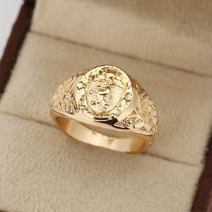 TEMU 우아한 남성용 반지, 왕관 반지, 사자 방패 반지 - 왕실 인장 반지, 구리 반지