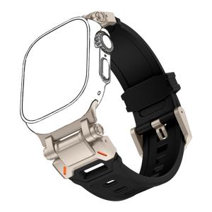 TEMU 1개 남녀공용 시계 스트랩 메카 스타일 스테인리스 스틸 커넥터 아웃도어 스포츠 실리콘 방수 손목밴드, 애플워치 밴드 42/44/45/46/49mm, 애플워치 시리즈 울트라/SE/11/10/9/8/7/6/5/4/3/2/1, 스마트워치 액세서리