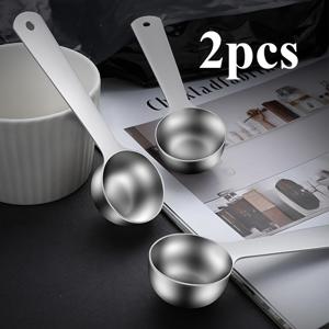 TEMU 2개 스테인리스 스틸 계량 스푼 - 단일 헤드 베이킹 및 커피, 향신료, 차, 코코아 파우더용 정밀 건조 재료 계량기