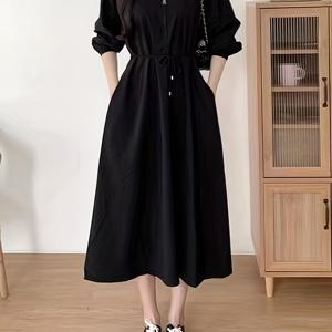 TEMU 라펠 타이 드레스|여성원피스|인견원피스|민소매원피스