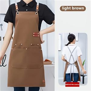 TEMU 1pc 조절 가능한 캔버스 앞치마 - 남녀 공용, 내구성 있는 폴리에스테르, 커피 바, 레스토랑, 다목적 허리 작업복에 이상적, 레스토랑 앞치마|조절 가능한 스트랩|직조 직물
