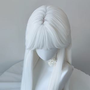 TEMU 세련되고 독특한 흰색 가발입니다. 롱 헤어와 앞머리가 특징이며, 데일리 모임 및 축제 행사에 적합합니다. Lolita 스타일로 디자인되어 모든 머리 모양에 어울립니다.