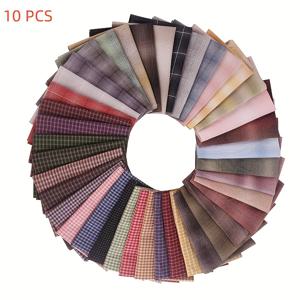 TEMU 빈티지 일본 및 한국 스타일 체크 패브릭 - DIY 공예 및 수제품 프로젝트용 미리 자른, 손으로 염색 가능한 폴리에스터 시트