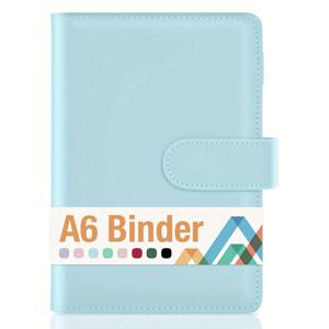TEMU A6 바인더 노트북, 6링 노트, 스타일리시 디자인, 개인 정리 파우치, 자석 잠금, 인조 가죽 바인더, 마카롱 색상, 19 Cm X 13 Cm, 블랙