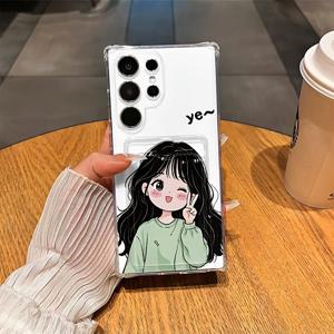 TEMU 커플 스타일 고급 패턴 투명한 부드러운 폰 케이스, 카드 슬롯, 충격 방지 및 드롭 방지 보호 커버, 삼성 A54/A53/A52 (A52S와 호환 가능)/A34 (5G)/A14 (5G)/S21/S22/S23/S23+/S23U 및 S24 시리즈 A15/A35 (5G)/A55 (5G)/A25 (5G) 최신 S25 시리즈 A16/A36/A56.