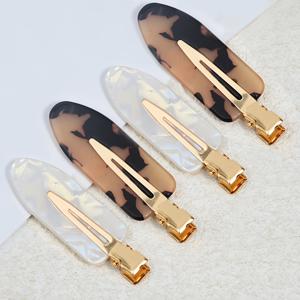 TEMU 9pcs/4pcs 새로운 패셔너블하고 우아한 심플 안티컬 헤어 클립 세트, 프린트 화이트 아크릴 플랫 헤어 클립, 주름 없는 컬링 클립, 메이크업용 - 여성 헤어스타일 액세서리, 블랙 & 화이트