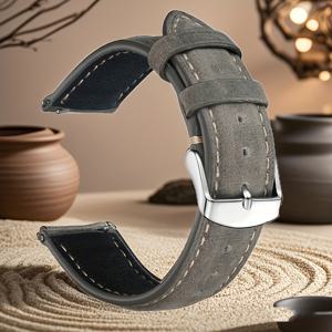 TEMU 퀵 릴리스 가죽 시계줄 20mm 22mm | 교체용 남성 시계 밴드 비즈니스 오일 왁스 스킨 소가죽 손목 스트랩, 탱 버클이 있는 우아한 스타일, 할로윈, 추수감사절, 크리스마스에 이상적|손목시계