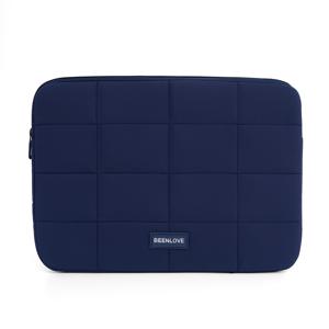 TEMU 귀여운 퀼팅 노트북 슬리브 (지퍼 포함), 13, 13.3, 14인치 노트북에 적합. 부드럽고 충격 방지 기능이 있는 가벼운 보호 케이스는 파란색, 분홍색, 흰색, 네이비 색상의 미니멀한 한국 스타일의 단색 격자 디자인을 특징으로 합니다. 휴대용 태블릿으로도 사용 가능합니다.|노트북파우치