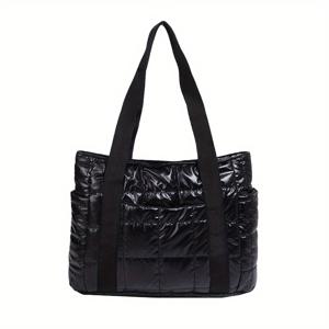 TEMU 여성용 다운 가방, 2025년 가을/겨울 신상 패션 레트로 퀼팅 코트, 트렌디 숄더 토트백.