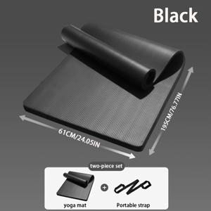 TEMU 남성용 헤비듀티 두꺼운 피트니스 매트 - 미끄럼 방지 홈짐 바닥 운동 매트, 블랙 사운드프루프, 요가, 줄넘기, 스쿼트, 데드리프트 & 웨이트리프팅용