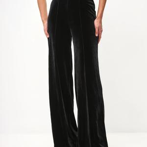 TEMU 여성용 우아한 벨벳 하이웨이스트 와이드 레그 팬츠 | 부드러운 스트레치 원단, 캐주얼하고 편안함, 모든 계절에 적합