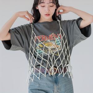 TEMU 1개 신상 프렌치 스타일 작은 멜빵 일본 및 한국 스타일 여름 비즈 아웃사이드 캐미솔 달콤하고 사랑스러운 여성 패션 단품