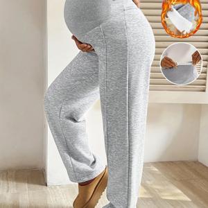 TEMU 임산부용 겨울 임신 바지 - 하이웨이스트 루즈핏 보온 간호복, 버튼 클로저 & 세탁기 사용 가능 - 후기 임신기에 적합한 편안한 산전 착용 (임신부에게 적합)|임부복