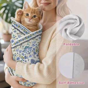 TEMU 1개, [다기능 매직 스티키 천] 신선하고 우아한 파란색 꽃무늬, 스타일 프린트, 초대형 탈출 방지 스크래치 방지 고양이 랩 천, 재사용 가능한 고양이 그루밍 및 진정 수건, 라마단 축제 선물 상자 포장 자가 접착 천, 범용 여행 보관 천, 카메라 및 컴퓨터 보호 랩, 여행, 메이크업, 사진 액세서리, 화장품 보관, 충돌 방지 자가 접착 천에 적합