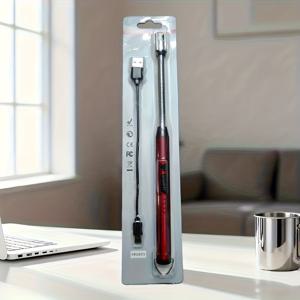 TEMU 신형 USB 충전식 아연 합금 전자 라이터 - 펄스 점화, 무화염 플라즈마 라이터 | 360° 구부러지는 목, 방풍 디자인, 주방, 캔들, 바베큐에 적합, 안전 작동 ≤36V