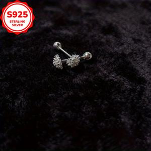 TEMU 실버 저자극 귀걸이, 우아하고 귀여운 민들레 스크류 디자인 스터드, 심플하고 다용도