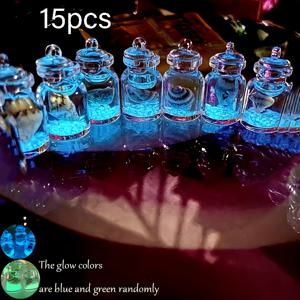 TEMU 15개 발광 소원병, 크리스마스 트리 발광 펜던트, 오션 테마 투명 미니병, 크리스마스, 새해, 추수감사절 선물, DIY 주얼리 펜던트 액세서리, 귀걸이, 가방 장식, 키링, 빛 흡수 반짝임, 로프 무료