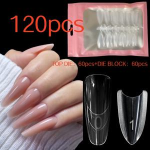 TEMU 60/120개 샌드위치 스타일 타원형/직사각형 네일 익스텐션 몰드 | 투명 풀 커버리지 젤 네일 몰드 (미용실 및 살롱용), 내구성 ABS 소재, 광택 마감