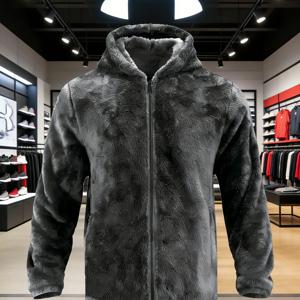 TEMU 남성용 코랄 플리스 야구 재킷 | 풀 지퍼, 캐주얼 비즈니스 스타일, 이상적인 크리스마스 선물