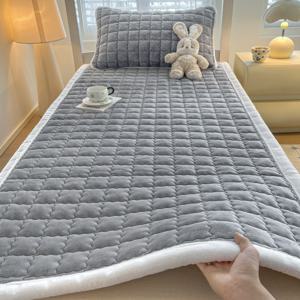 TEMU 고급 겨울용 두꺼운 매트리스, 부드러운 휴대가 간편한 5가지 사이즈, 극세사&통기성, 접이식, 세탁가능, 신축성 멜빵-침실/숙소/캠핑텐트/싱글/더블침대, 바닥매트, 휴대용 선물(베개커버 미포함)