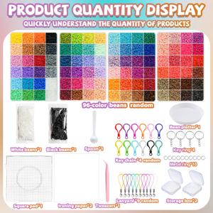 TEMU /72/96색 퓨즈 비즈 세트, 2.6mm 멀티 컬러 퓨즈 비즈 충전백, DIY 수공예 퓨즈 비즈 세트, 랜야드, 키체인, 정사각형 못꽂이판, 보관함, 핀셋 포함, 생일, 졸업, 발렌타인데이, 부활절 선물