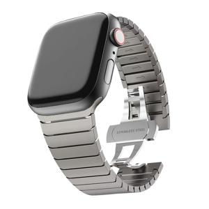 TEMU 남성용 메탈 워치 밴드, 애플워치 울트라 2/1 SE 시리즈 10/9/8/7/6/5/3/2/1 호환, 49mm, 46mm, 45mm, 44mm, 42mm, 41mm, 40mm & 38mm 호환 - 스타일리시 교체용 스트랩 (시계 미포함)