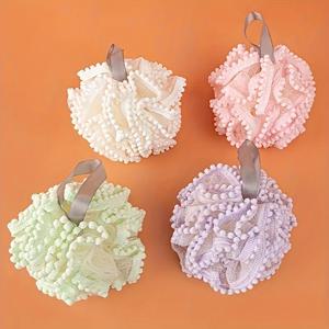 TEMU 4 팩 레이스 각질 제거 목욕 스펀지 샤워 및 스파용 – 부드러운 솔질 루파 루파 파우프 바디 스크러버 풍부한 거품으로 얼굴 및 바디 클렌징