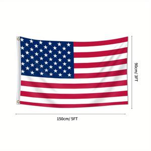 TEMU 1개, 미국 국기, 2*3ft(60*90cm) /3x5ft (90*150cm), 고리 2개, 단면 인쇄, 선명한 색상, 파티, 행사, 비즈니스, 바, 학교, 사무실, 스포츠 이벤트, 축제, 애국심, 장식용