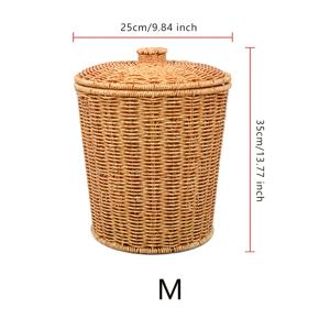 TEMU 창의적인 버킷형 덮개 보관 바구니, 사무실 및 가정용 , 수제 직조, 대용량