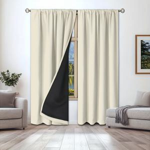 TEMU 1개 100% 커튼, 열과 햇빛 차단 - 단색, 로드 포켓에 코팅된 안감으로 디자인, 거실 및 침실에 적합하며 가을과 겨울에 방을 어둡게 만들 수 있으며 방풍 커튼으로도 사용 가능|커튼봉