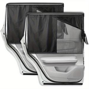 TEMU 2pcs 블랙 자동차 창 조명 - UV 차단, 열 절연, 자석 개인 정보 커튼, 측면 창용, 캠핑 및 야외 모험에 이상적, 캠핑 필수품 | 스타 패턴 디자인 | 비섬직물