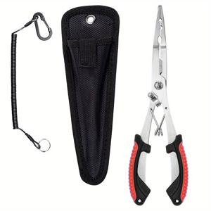TEMU 스테인리스 스틸 헤비 듀티 낚시 플라이어 (미끼 커터 & 스플릿 링 플라이어 포함) - 대형 손잡이 낚시 그립, 녹 방지 구조, 배터리 없음, 캠핑, 여행용 - 남성을 위한 낚시 필수품 선물, 낚시 장비, 낚시 도구