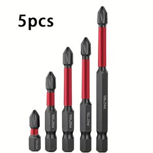 TEMU 5/6 자석 방지 드릴 비트 세트, 전기 및 수동 스크루드라이버 호환 크로스 임팩트 드릴 비트, 다양한 규격의 드릴 비트