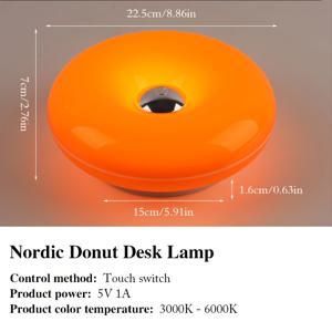 TEMU 모던 크리에이티브 디자인 오렌지 스위트 도넛 터치 램프, 3가지 색상 밝기 조절 테이블 램프, 충전식, 터치 컨트롤 스위치, 침실 및 책상 장식에 적합