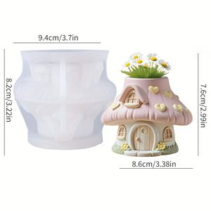 TEMU 귀여운 하트, 꽃, 둥근 창문과 문이 특징인 Tale Forest 버섯집 화분용 실리콘 몰드입니다. 이 꿈 같은 3D 버섯집 몰드는 높은 유연성과 내열성을 갖추고 있습니다.