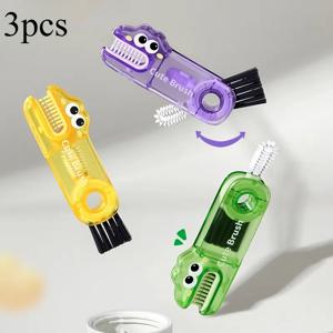 TEMU 3개 세트 U자형 3in1 컵 브러시, 뚜껑 청소 도구, 360도 회전으로 사각지대 없음, 틈새와 홈 전용, 식품용 실리콘 제작, 미끄럼 방지 그립이 있는 긴 손잡이, 사계절 사용 가능