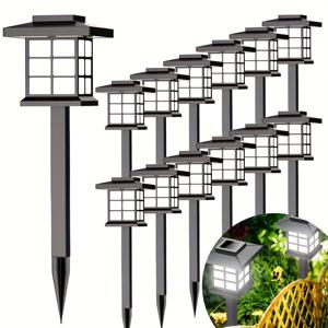 TEMU 12개 야외 LED 정원 조명, 자동 켜짐/꺼짐 기능의 태양광 잔디 조명, 이동식 태양광 조명 - 길, 차도, 산책로용 - 내구성 있는 플라스틱, 쉬운 설치 (배선 불필요), 유지 관리가 쉬운 주택 및 조경 조명