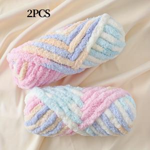 TEMU 그라데이션 염색 2개 세트 / 480G 초고밀도 고양이 꼬리 얀, 푹신하고 부드러운 플러시 초대형 얀, 손가락 얀 셰닐 얀, 손뜨개질 고양이 침대, 쿠션, 담요, 모자, 스카프 등에 적합