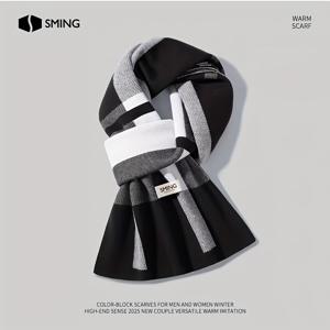 TEMU 1 스카프 | 남성용 우아한 격자 무늬 따뜻한 숄, 남자친구를 위한 이상적인 선물, 가을-겨울에 완벽, 손세탁만 가능.