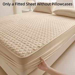 TEMU 부드럽고 편안하며 통기성 좋은 육각형 패턴 매트리스 커버, 모던 두꺼운 솔리드 컬러 매트리스 보호 커버, 세탁기 사용 가능, 호텔, 침실, 게스트룸, 가정용 텍스타일 침구 선물, 가족과 친구를 위한 화이트/카키/그레이/스카이 블루